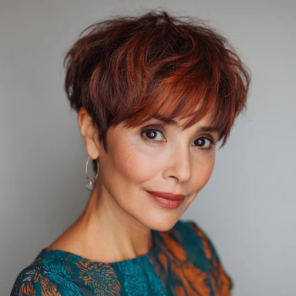 Textured Copper Pixie Cut with Subtle Layers