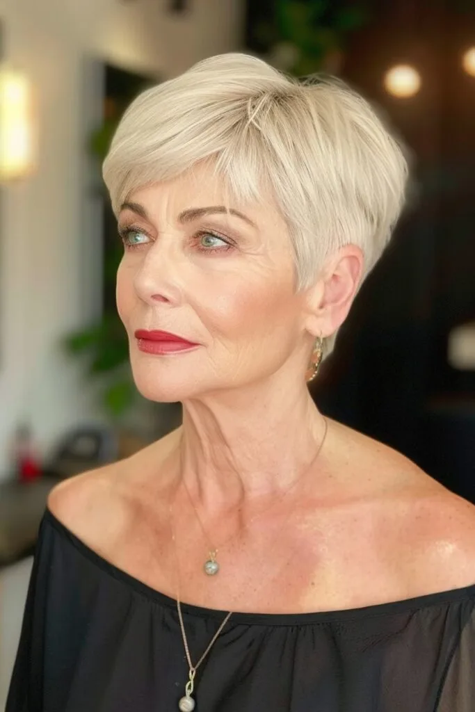 Textured Crop haircut for Women Over 60 with thin hair