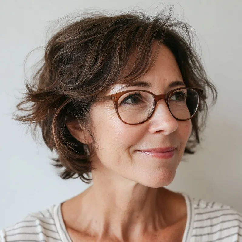 Textured Curly Bob with Face-Framing Layers