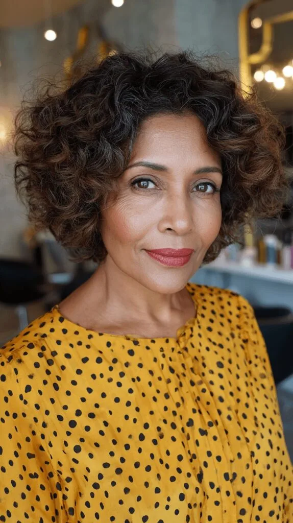 Textured Curly Bob with Warm Highlights