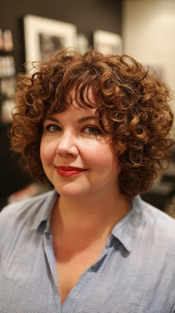 Textured Curly Lob with Soft Bangs