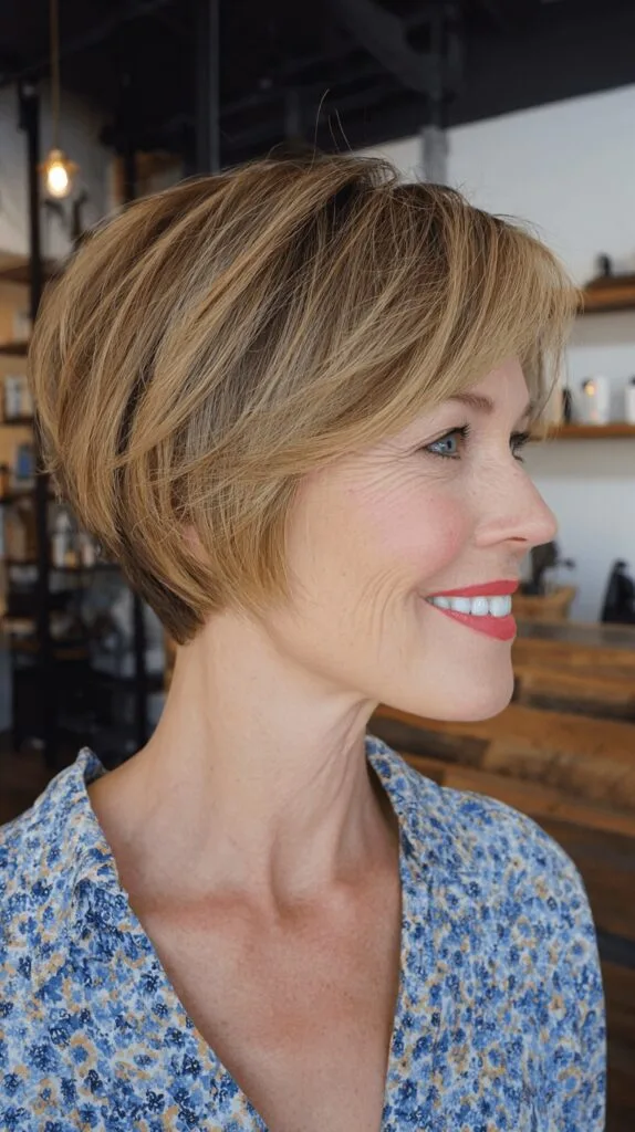 Textured Golden Stacked Bob with Soft Layers