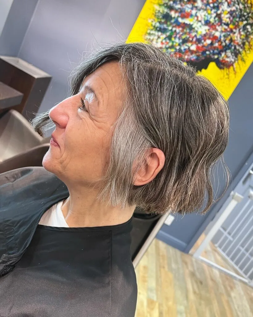 Textured Gray Bob with Soft Waves