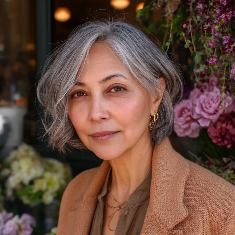 Textured Gray Bob with Subtle Layers