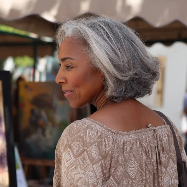 Textured Gray Bob with Subtle Volume