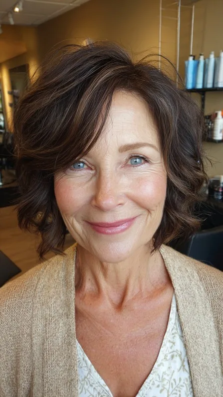 Textured Jagged Bob with Soft Curls