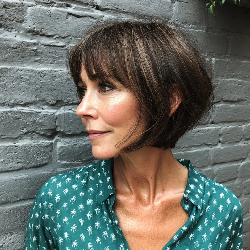 Textured Jaw-Length Bob with Soft Fringe