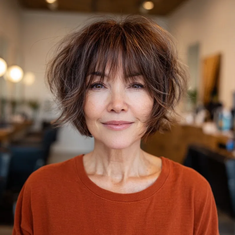 Textured Layered Bob with Soft Bangs