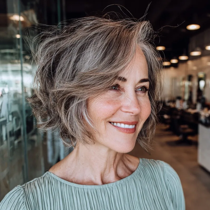 Textured Layered Bob with Subtle Long Bangs