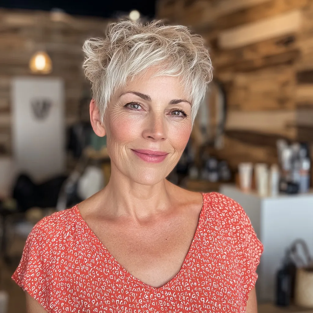 Textured Light Blonde Pixie Cut with Volume