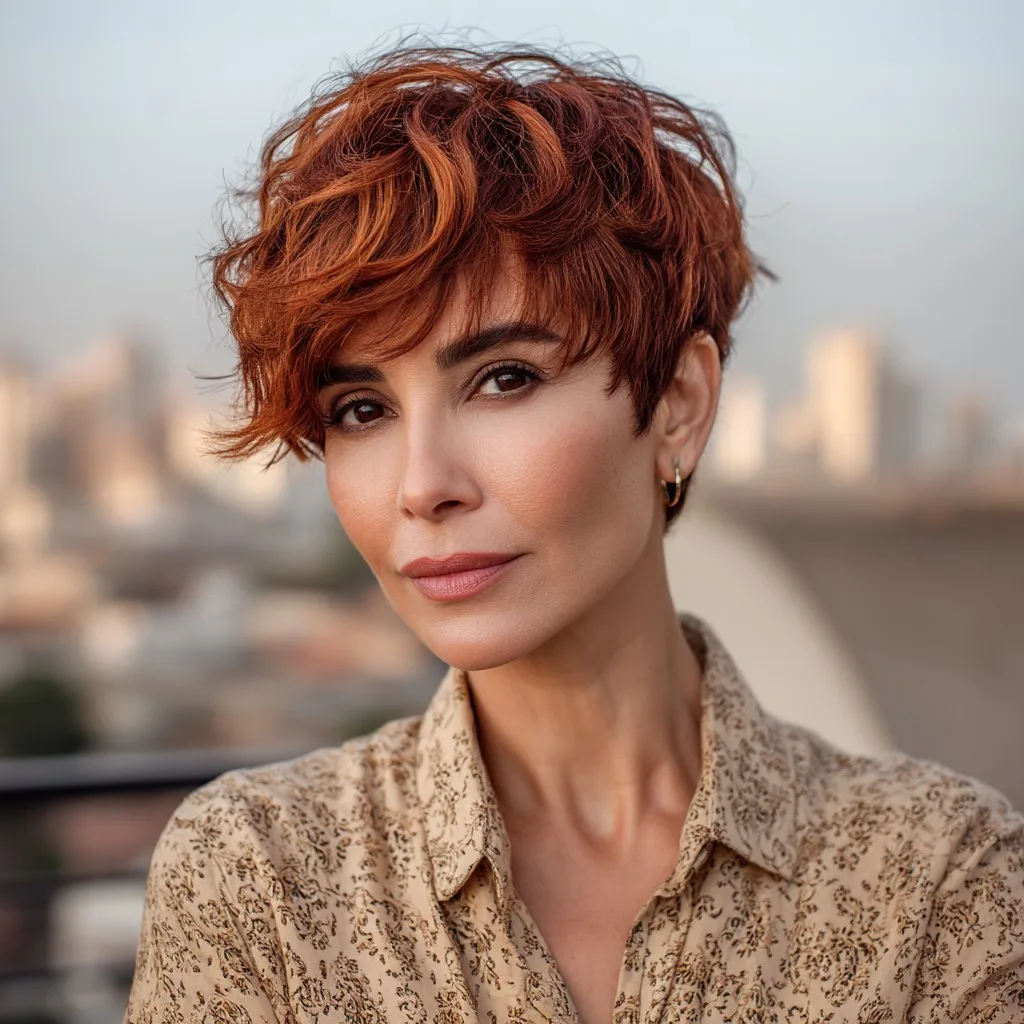 Textured Long Pixie Cut with Soft Curls