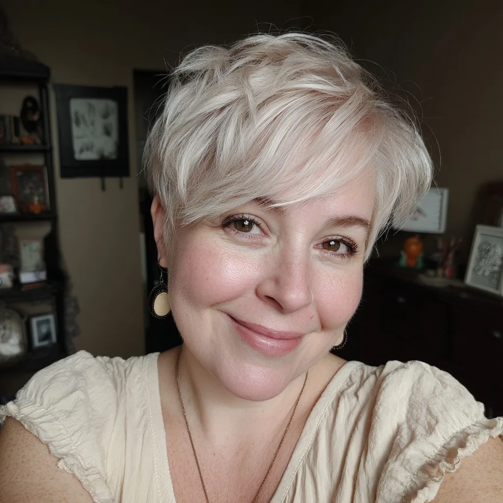 Textured Long Pixie Cut with Soft Waves