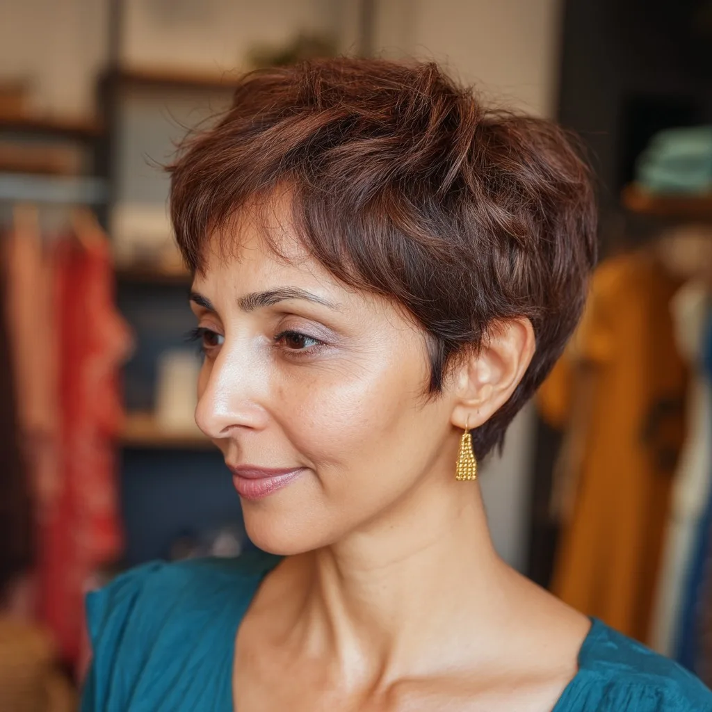 Textured Long Pixie Cut with Subtle Highlights