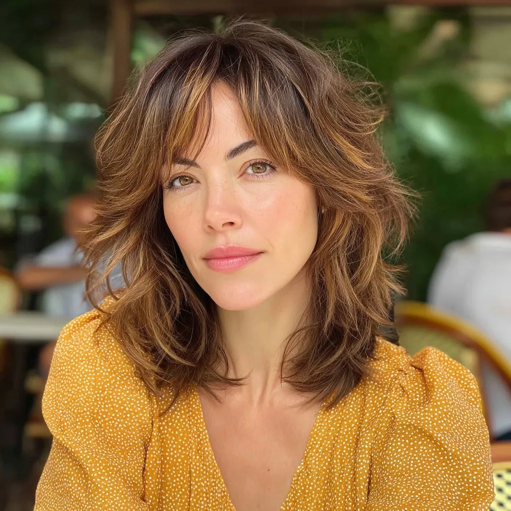 Textured Mid-Length Cut with Face-Framing Bangs