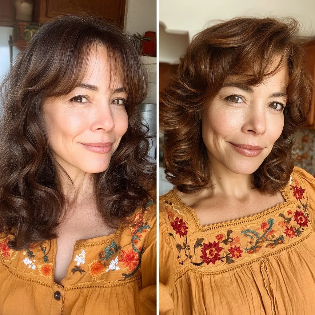 Textured Mid-Length Cut with Soft Wispy Bangs