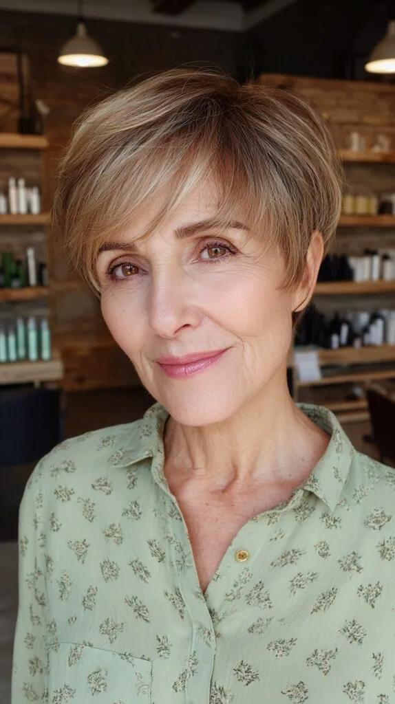 Textured Pixie Cut with Natural Highlights