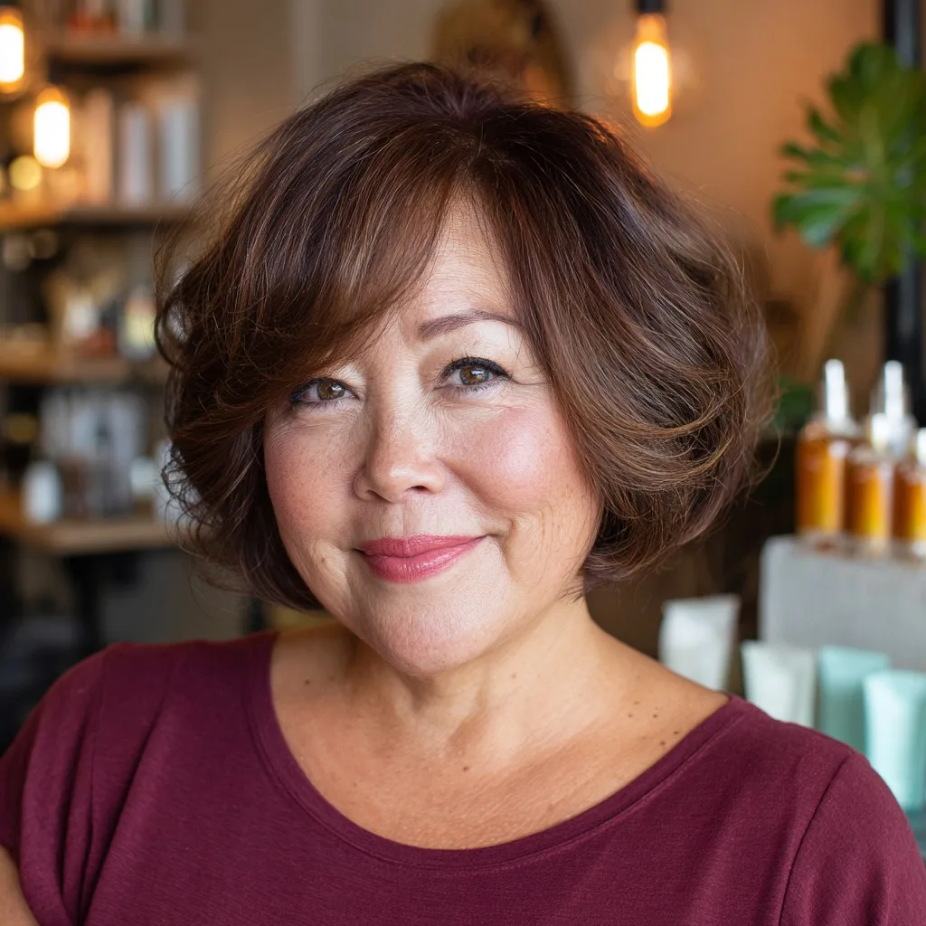 Textured Rounded Bob with Soft Highlights