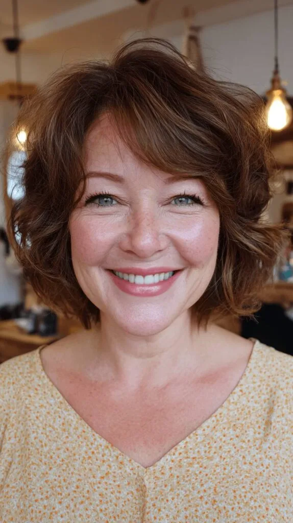 Textured Shaggy Bob with Soft Volume and Natural Curls