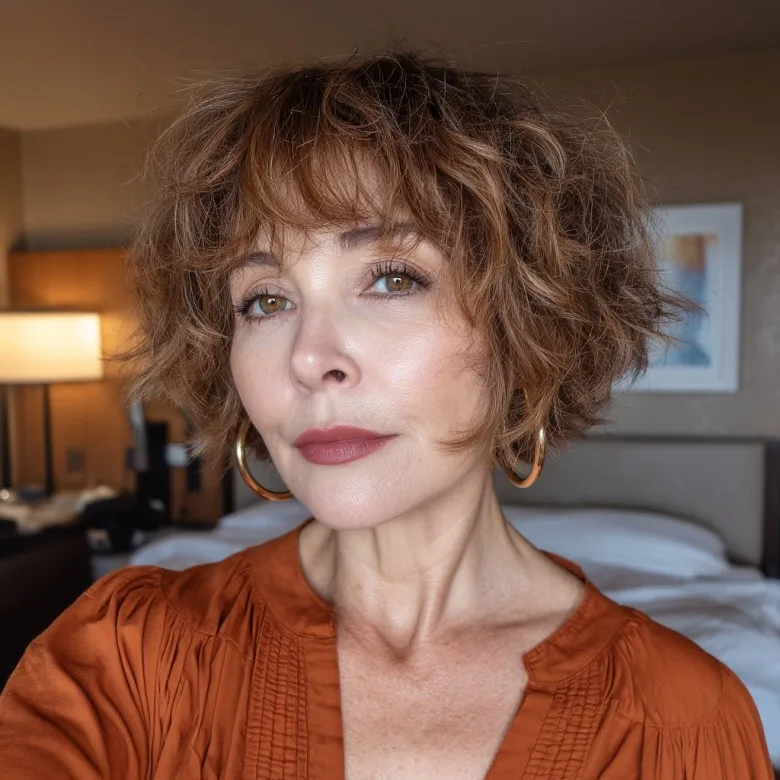 Textured Short Bob with Soft Curly Layers
