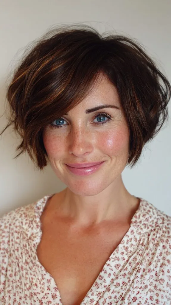 Textured Short Bob with Soft Waves and Highlights