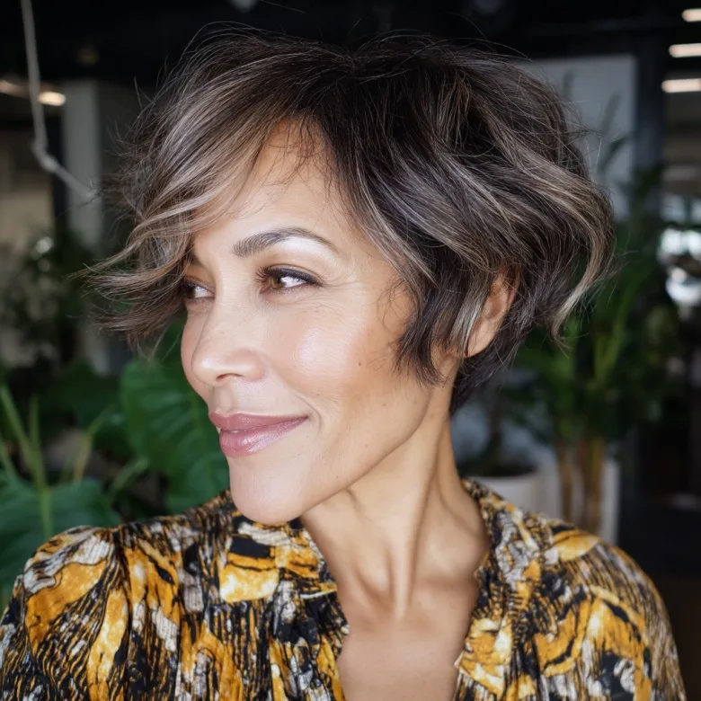 Textured Short Bob with Soft Waves and Highlights