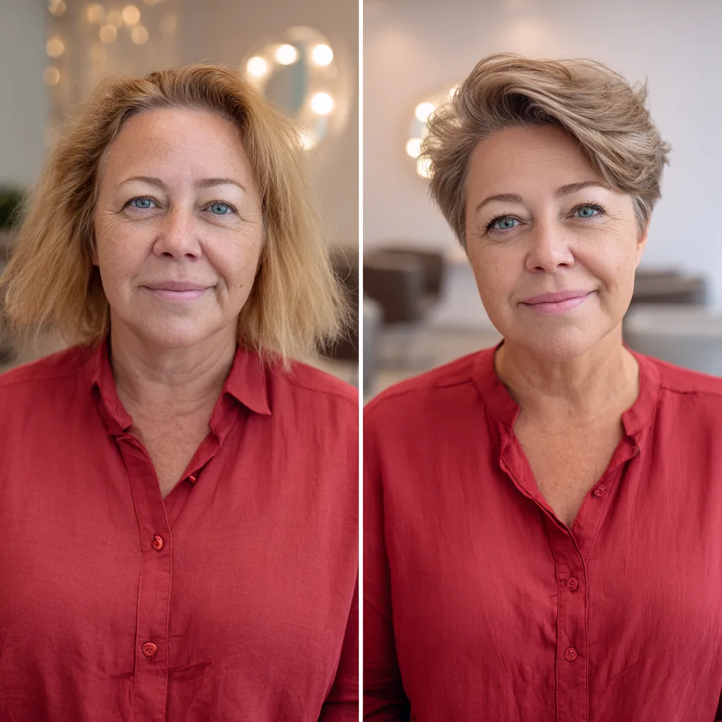 Textured Short Feathered Pixie with Soft Volume for Mature Plus Size Women