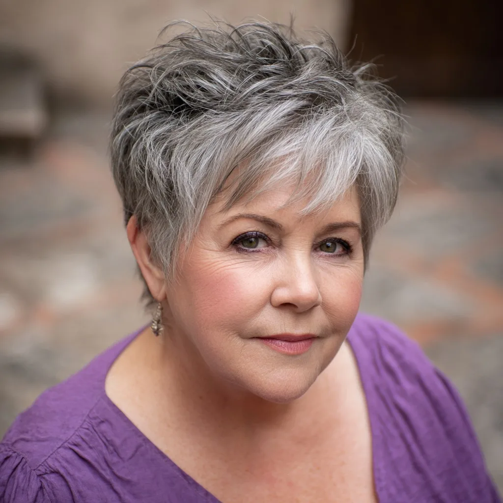 Textured Short Gray Cut with Lively Layers