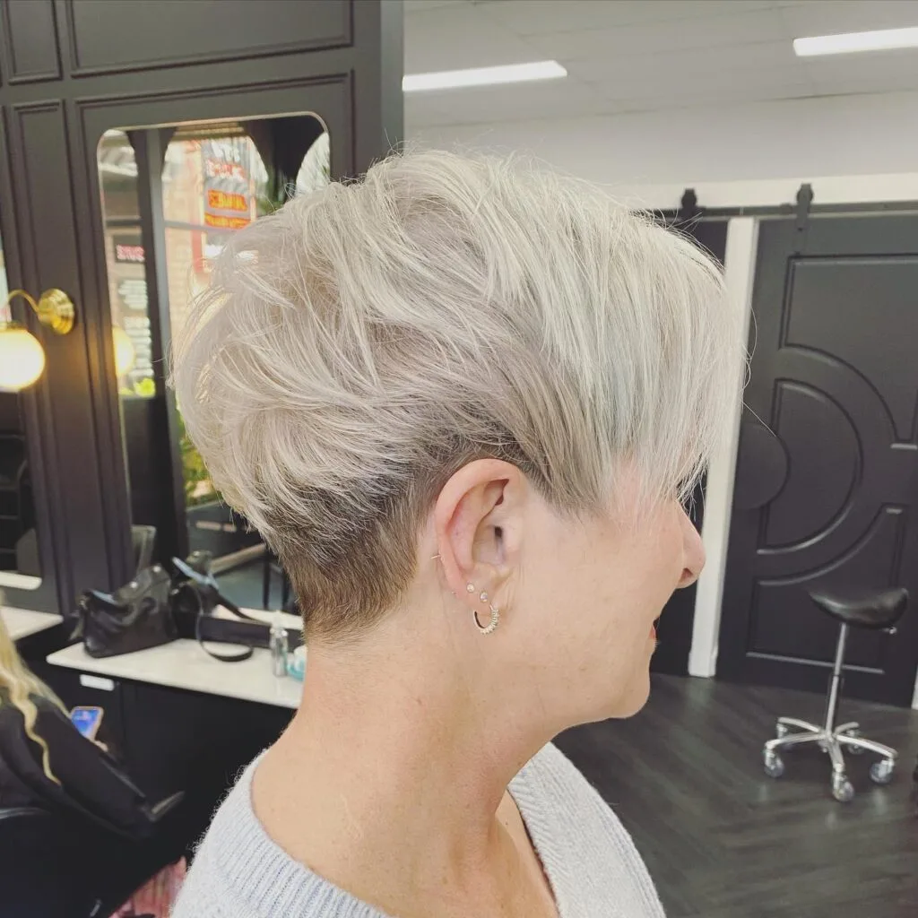 Textured Short Pixie Cut with Icy Blonde Highlights