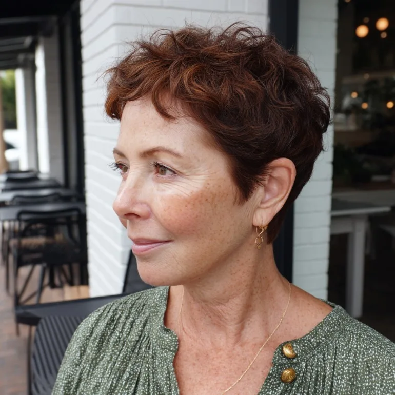 Textured Short Pixie Cut with Soft Waves