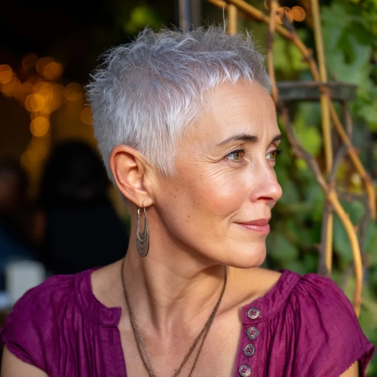 Textured Short Pixie Cut with Subtle Volume