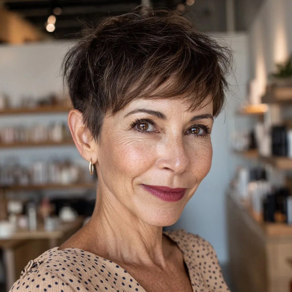 Textured Short Pixie with Side-Swept Bangs
