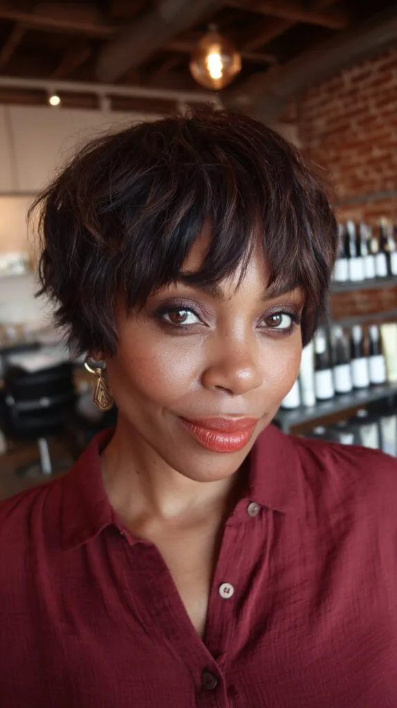 Textured Short Pixie with Soft Bangs