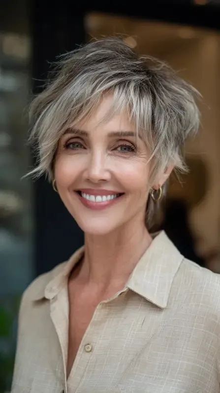Textured Short Shag with Soft Bangs