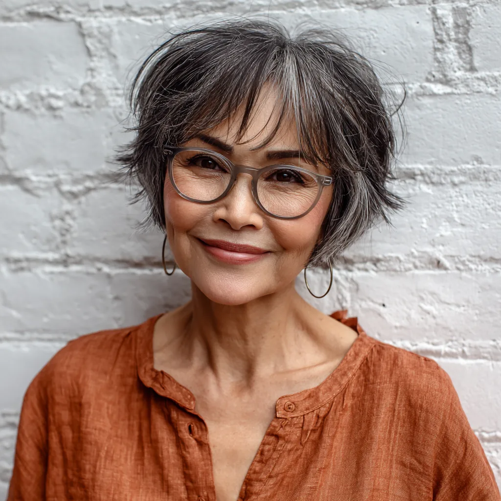 Textured Short Shag with Wispy Bangs