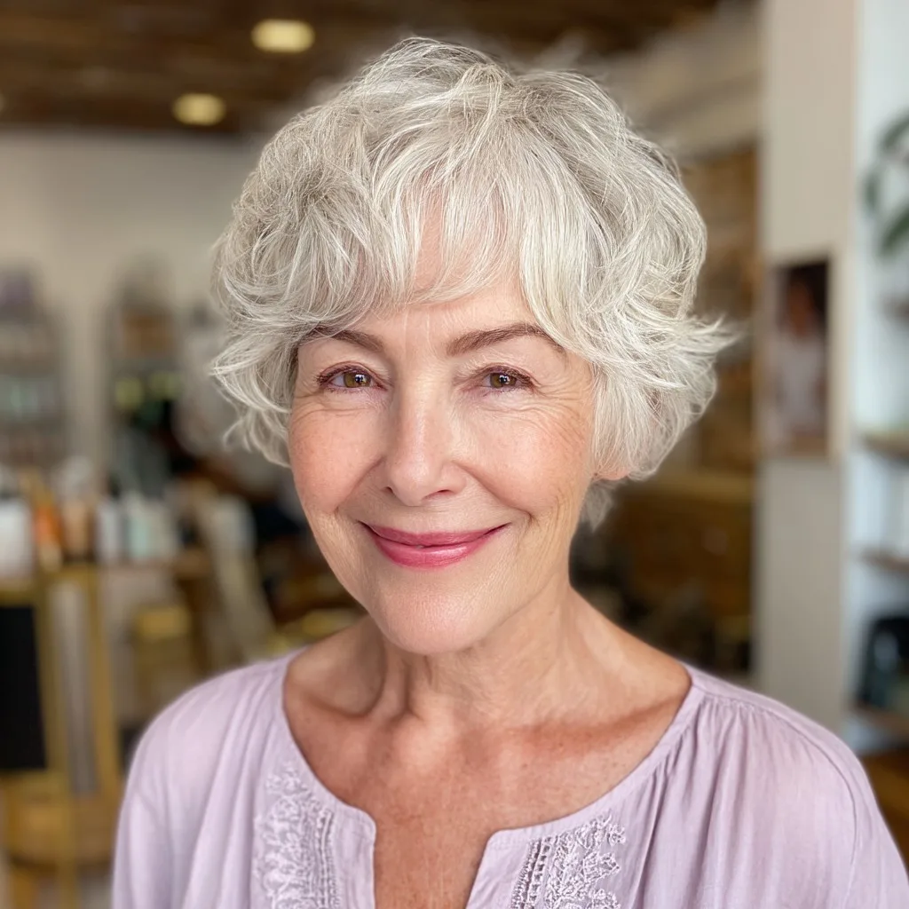Textured Short Silver Waves with Soft Volume