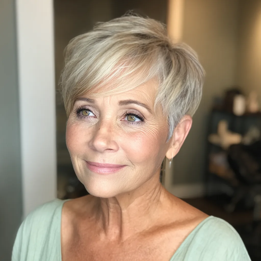 Textured Side-Swept Pixie with Effortless Layers