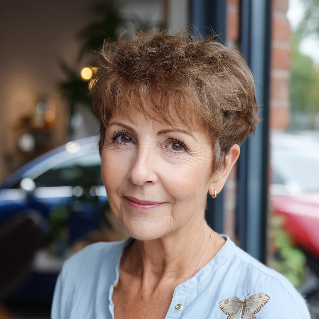 Textured Side-Swept Pixie with Natural Movement
