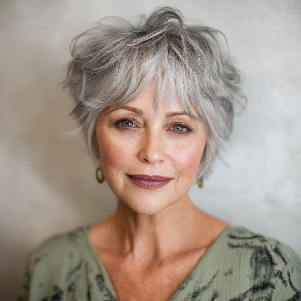 Textured Silver Bixie Shag with Playful Layers