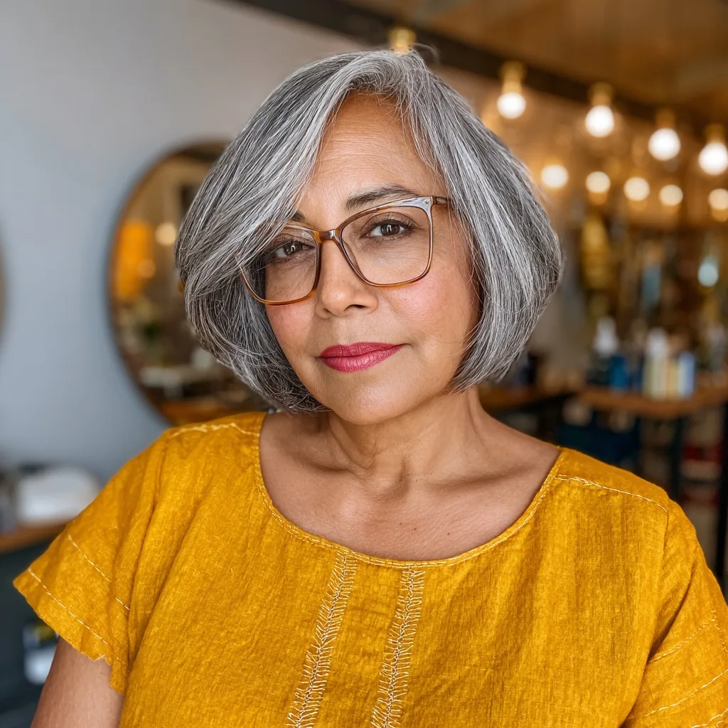 Textured Silver Bob with Soft Waves