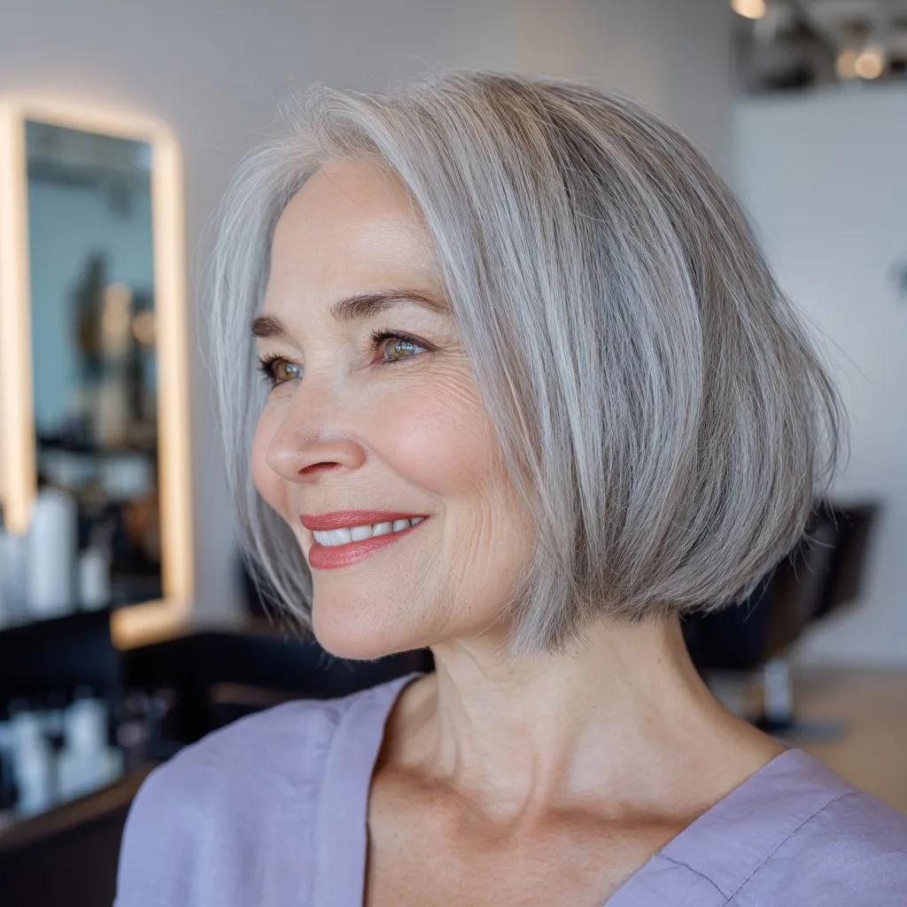 Textured Silver Bob with Subtle Movement