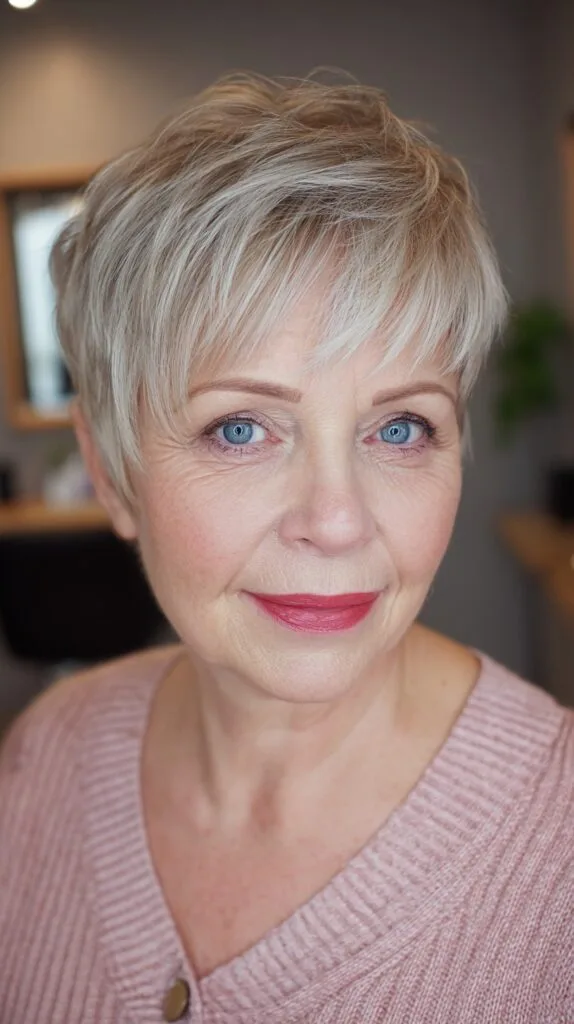 Textured Silver Pixie Cut with Subtle Layers
