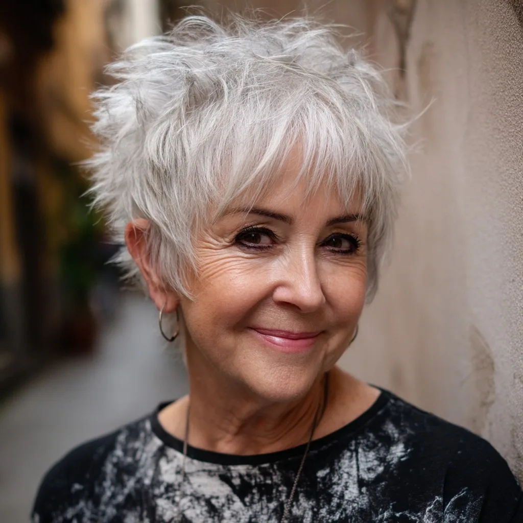 Textured Silver Pixie with Fluffy Layers
