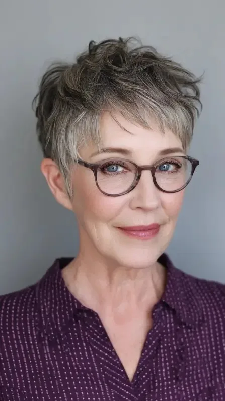 Textured Silver Pixie with Soft Layers