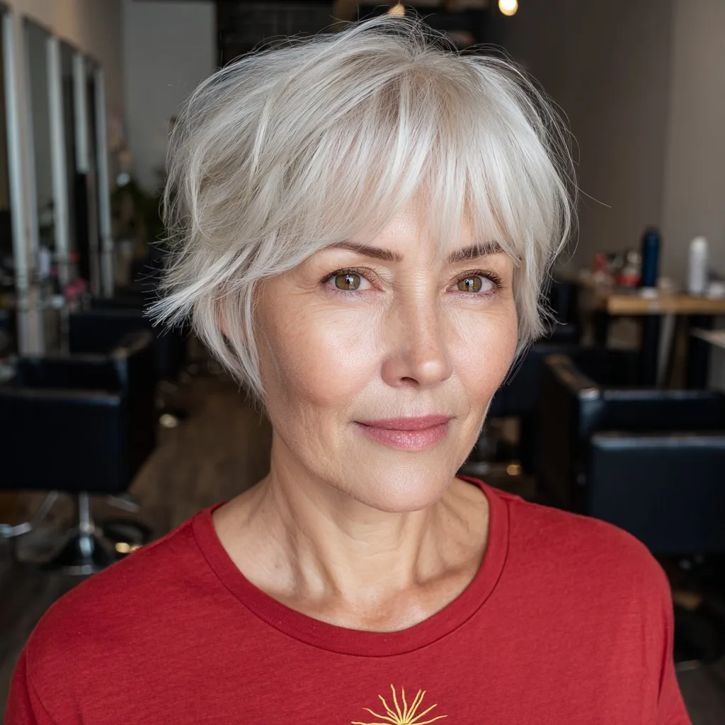 Textured Silver Pixie with Soft Layers