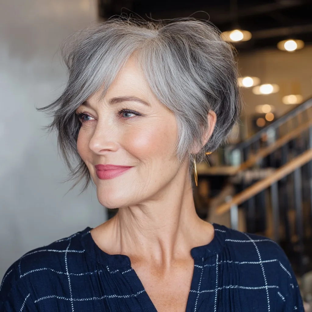 Textured Silver Pixie with Soft Movement