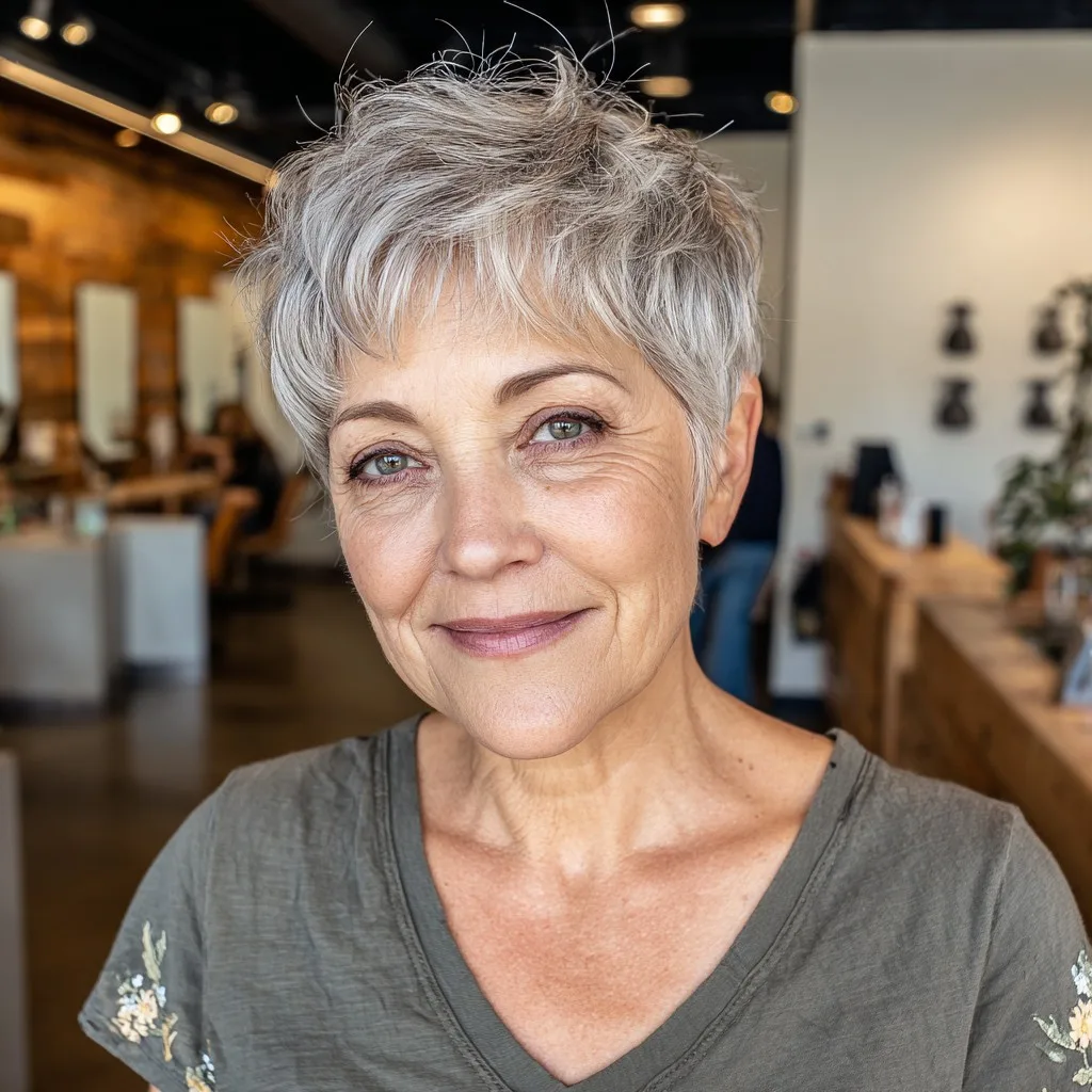 Textured Silver Pixie with Soft Volume
