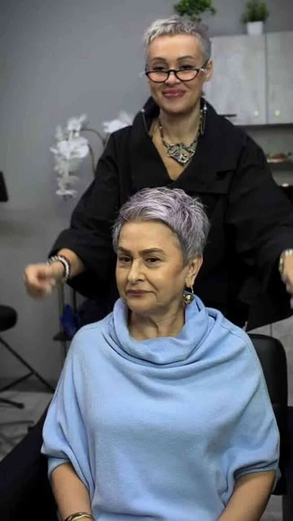 Textured Silver Tapered Pixie Cut