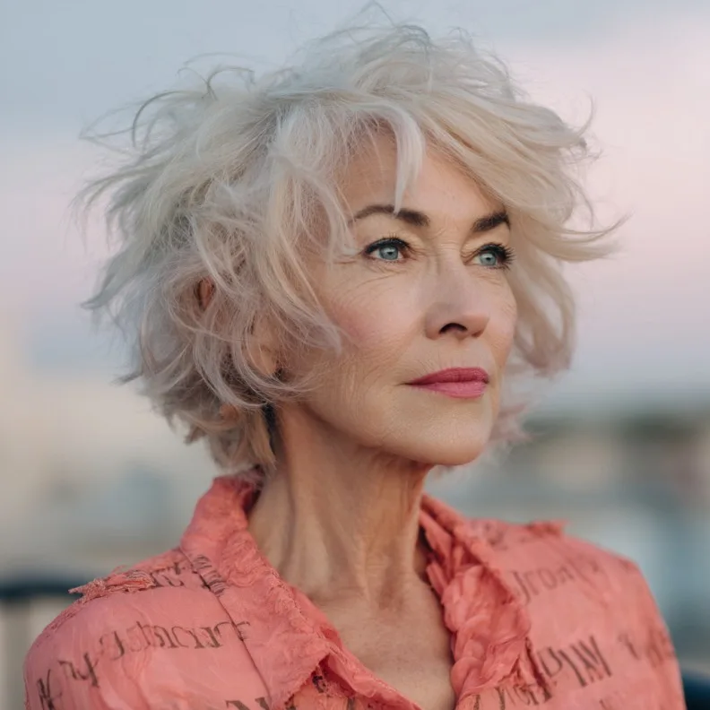 Textured Soft Lavender Bob with Lively Volume