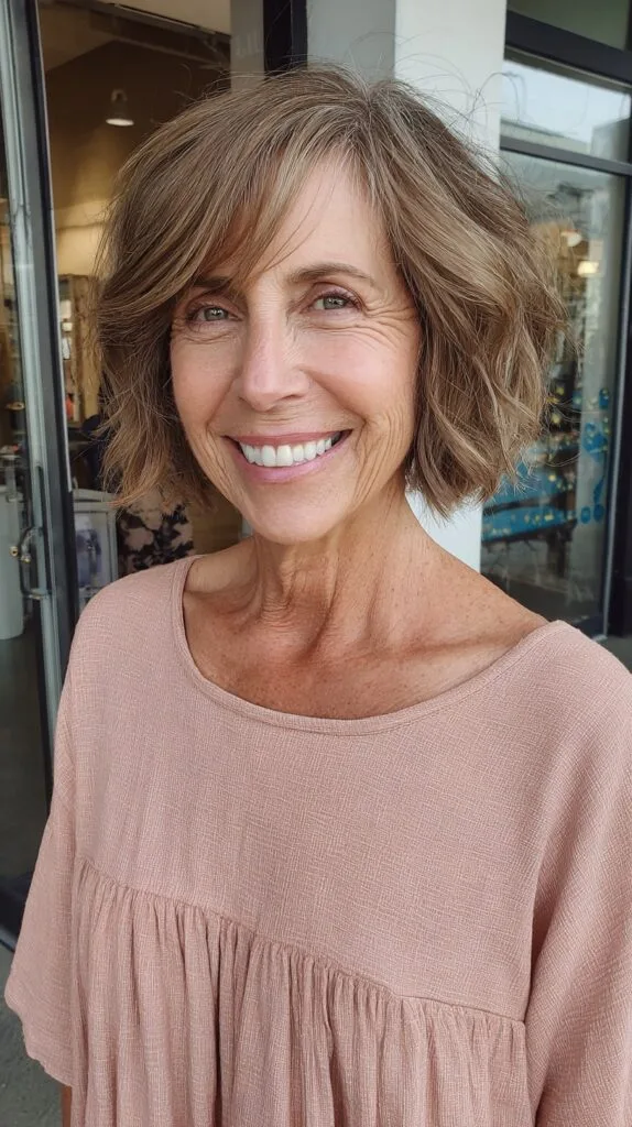 Textured Tousled Bob for Mature Women