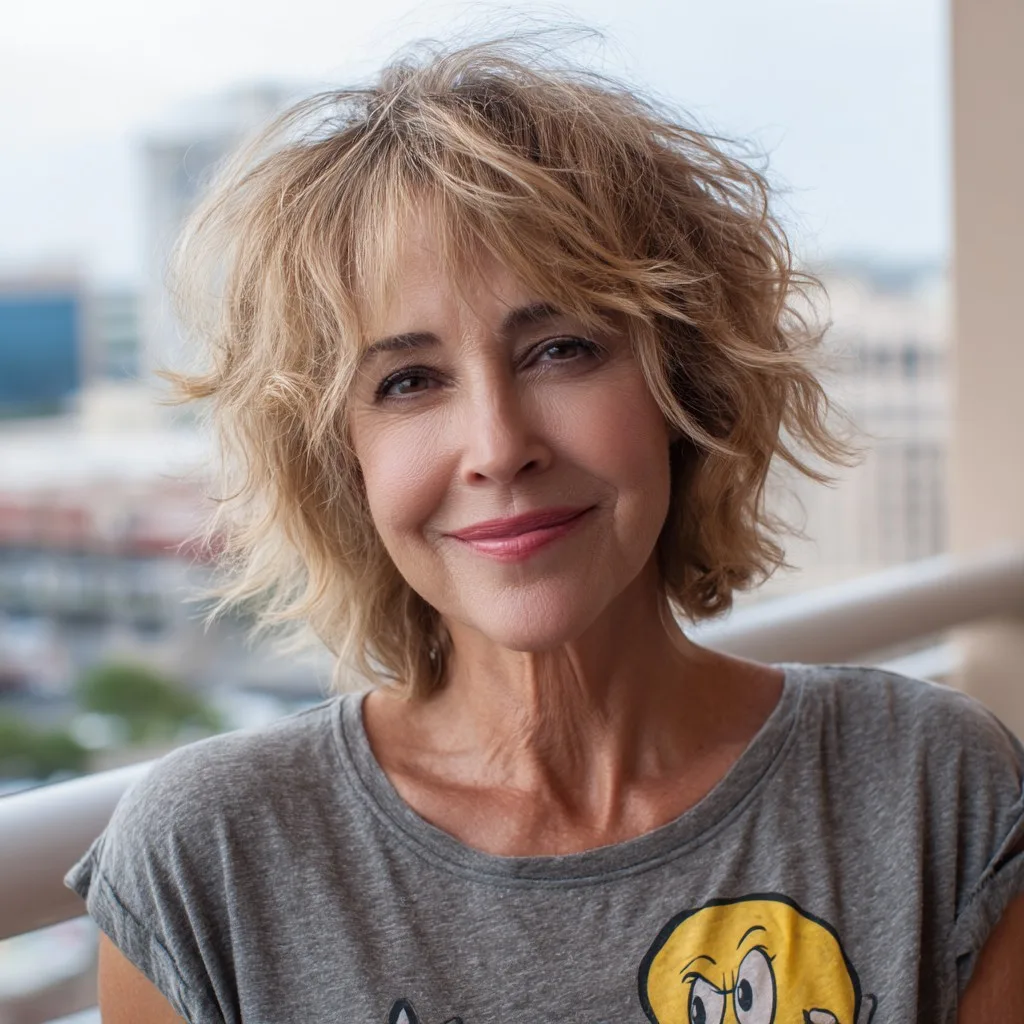 Textured Tousled Bob with Fluffy Layers